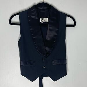 TERRY LEIGH of California Black Polyester Formal Vest Size 3 / S/M